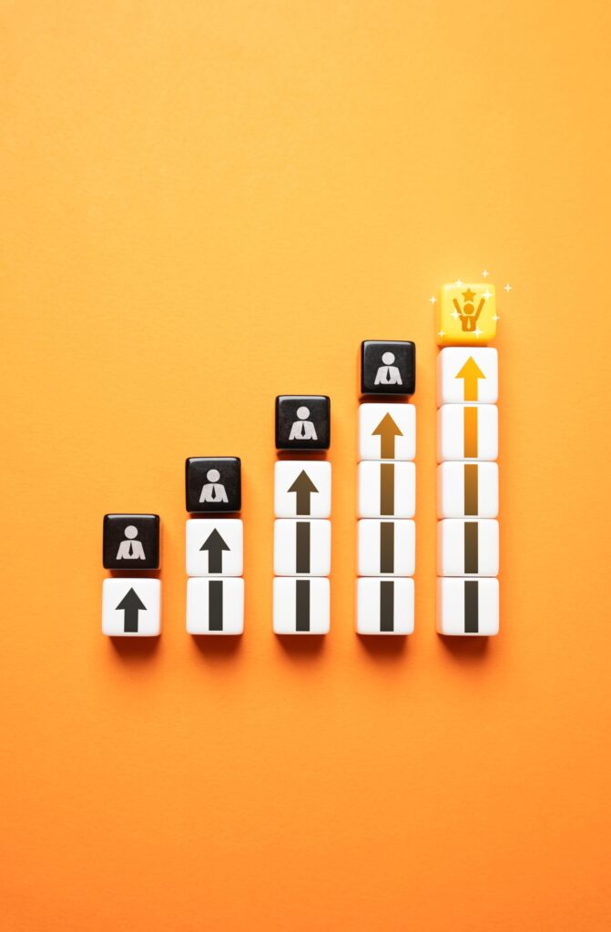 Growing scale of success. Career ladder.